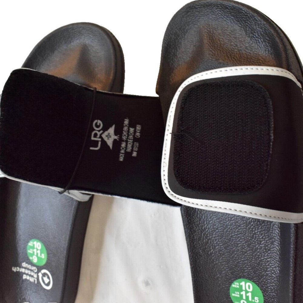 Lifted Research Group LRG Mens Cursive Logo Slides Black Sandals Shoes New 10 - Picture 5 of 6